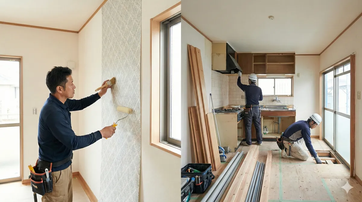 原状回復工事 — 退去時のクロス張り替え・補修